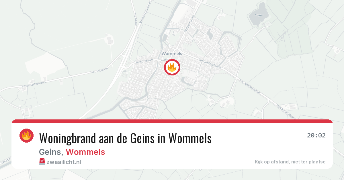 Woningbrand aan de Geins in Wommels — 25 mei 2026