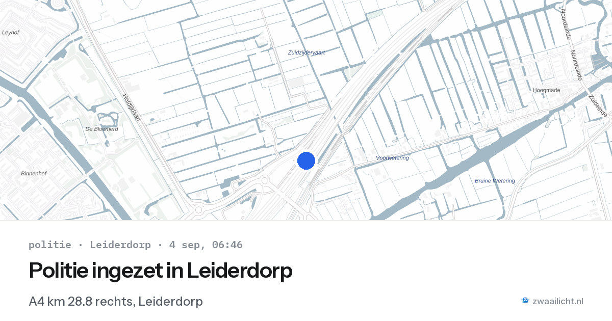 Politie ingezet in Leiderdorp — 4 sep 2026 | 🚨 Zwaailicht.nl