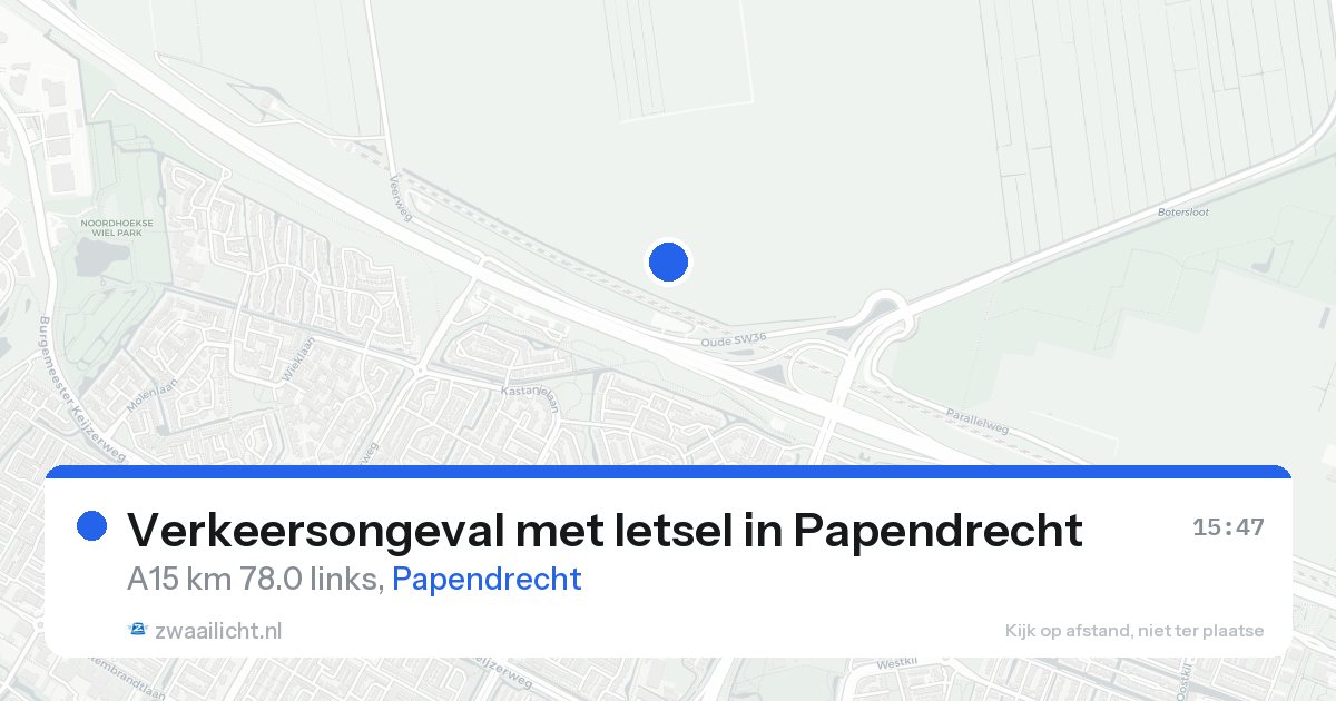 Verkeersongeval met letsel in Papendrecht — 17 aug 2026