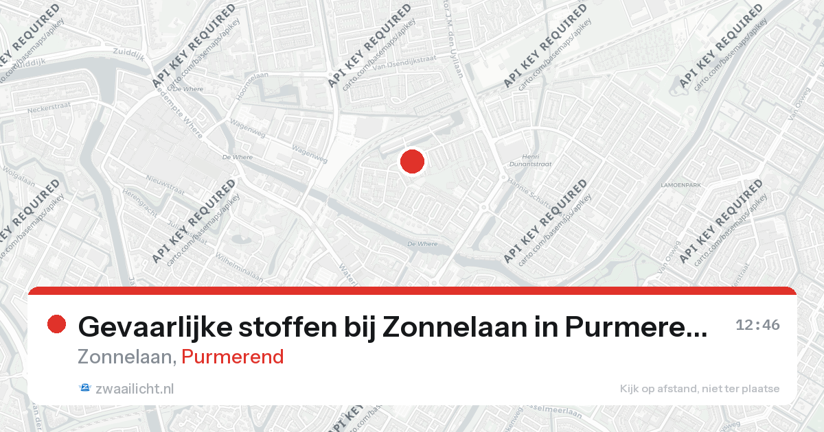 Gevaarlijke stoffen bij Zonnelaan in Purmerend — 26 aug 2026