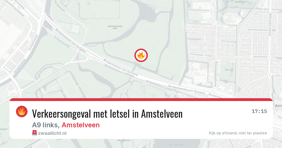Verkeersongeval met letsel in Amstelveen — 12 aug 2026
