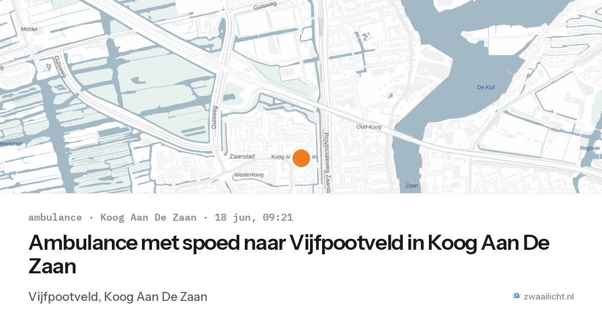 Ambulance met spoed naar Vijfpootveld in Koog Aan De Zaan — 18 jun 2026