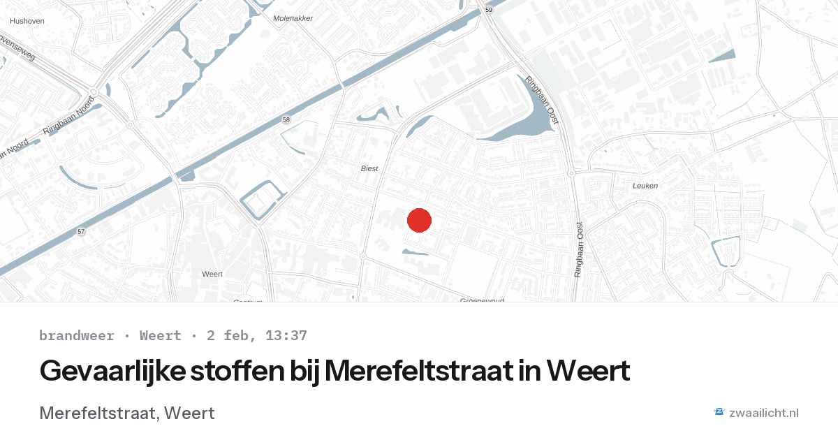 Gevaarlijke stoffen bij Merefeltstraat in Weert — 2 feb 2026
