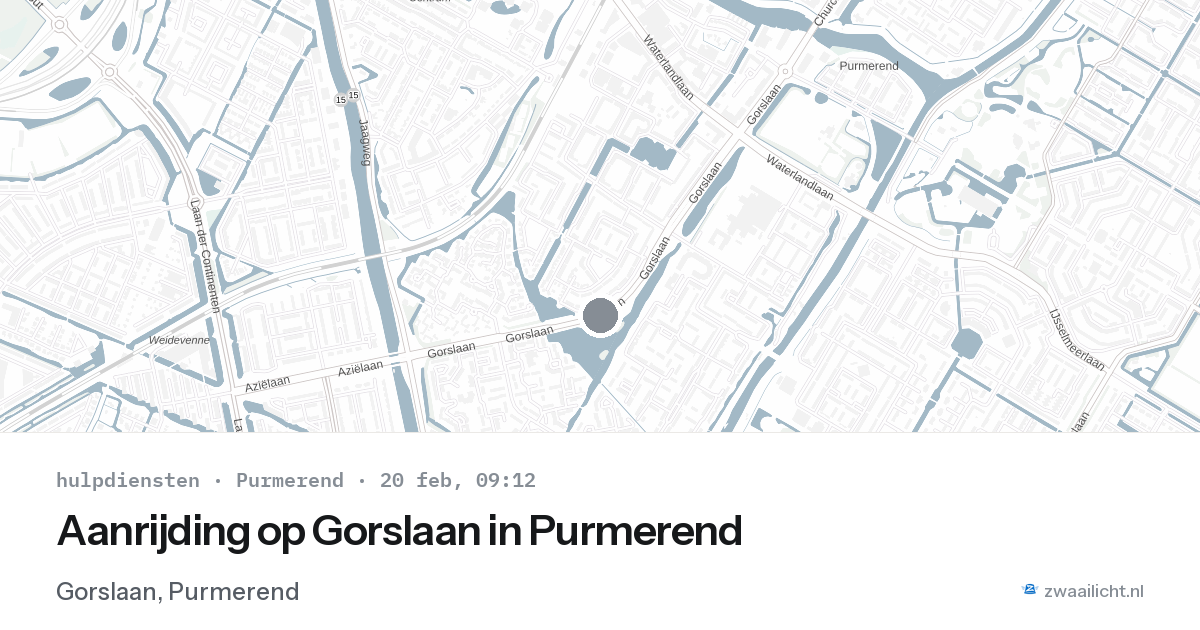 Aanrijding op Gorslaan in Purmerend — 20 feb 2026