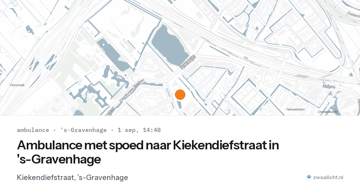 Ambulance met spoed naar Kiekendiefstraat in 's-Gravenhage — 1 sep 2026