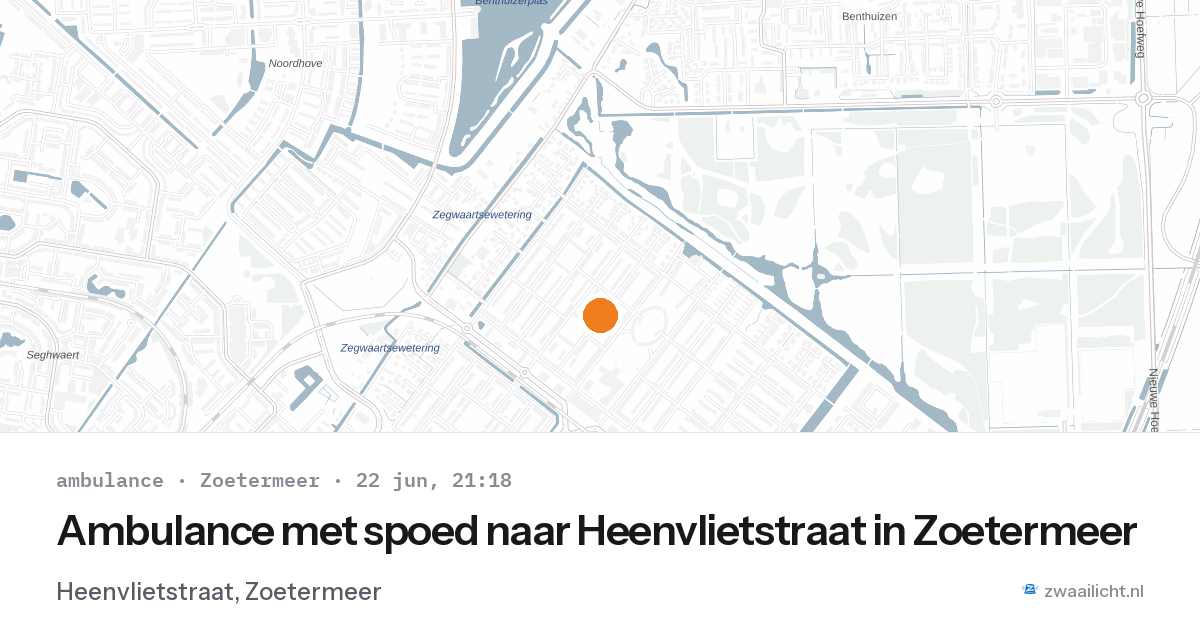 Ambulance met spoed naar Heenvlietstraat in Zoetermeer — 22 jun 2026