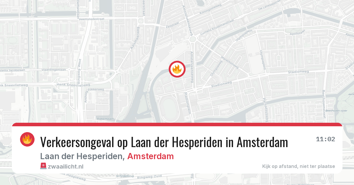 Verkeersongeval op Laan der Hesperiden in Amsterdam — 9 aug 2026