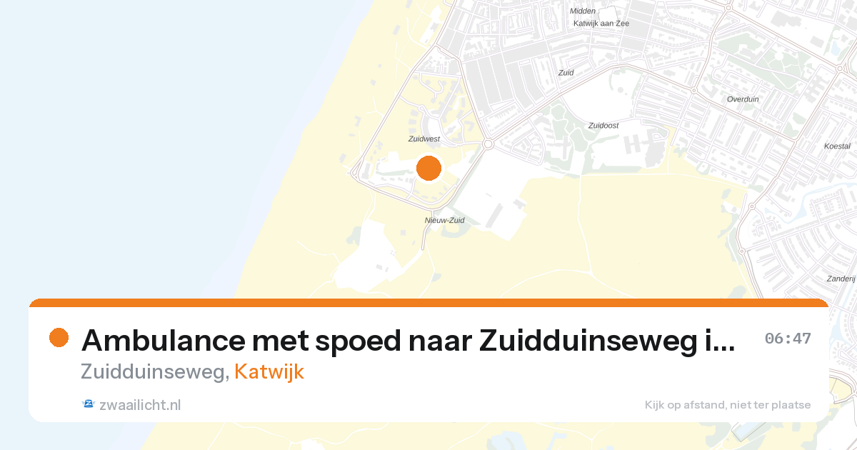 Ambulance met spoed naar Zuidduinseweg in Katwijk — 16 jul 2026