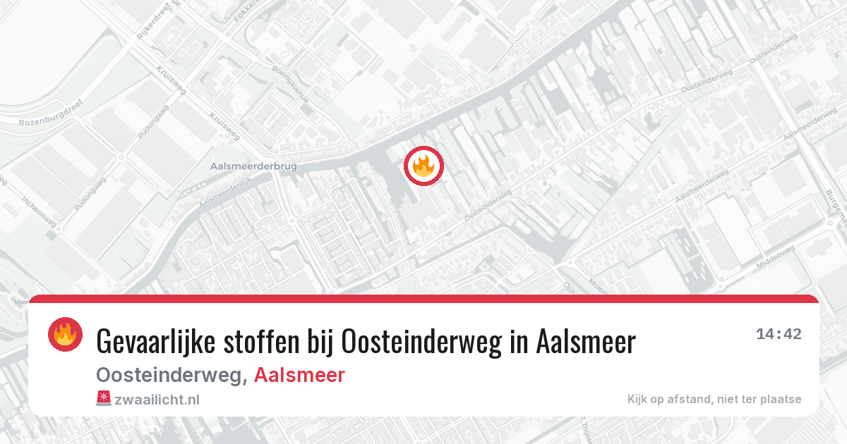 Gevaarlijke stoffen bij Oosteinderweg in Aalsmeer — 1 jul 2026