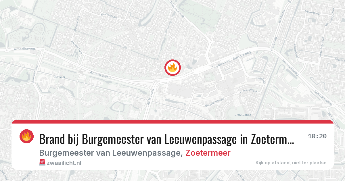Brand bij Burgemeester van Leeuwenpassage in Zoetermeer — 18 mrt 2026
