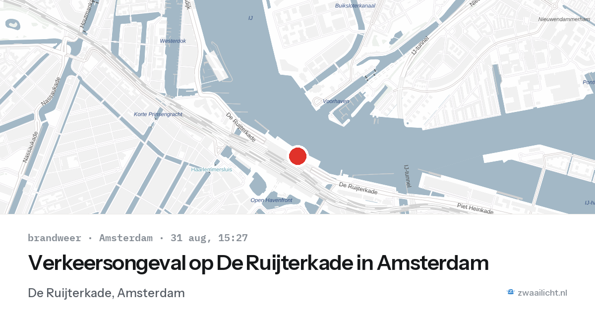 Verkeersongeval op De Ruijterkade in Amsterdam — 31 aug 2026