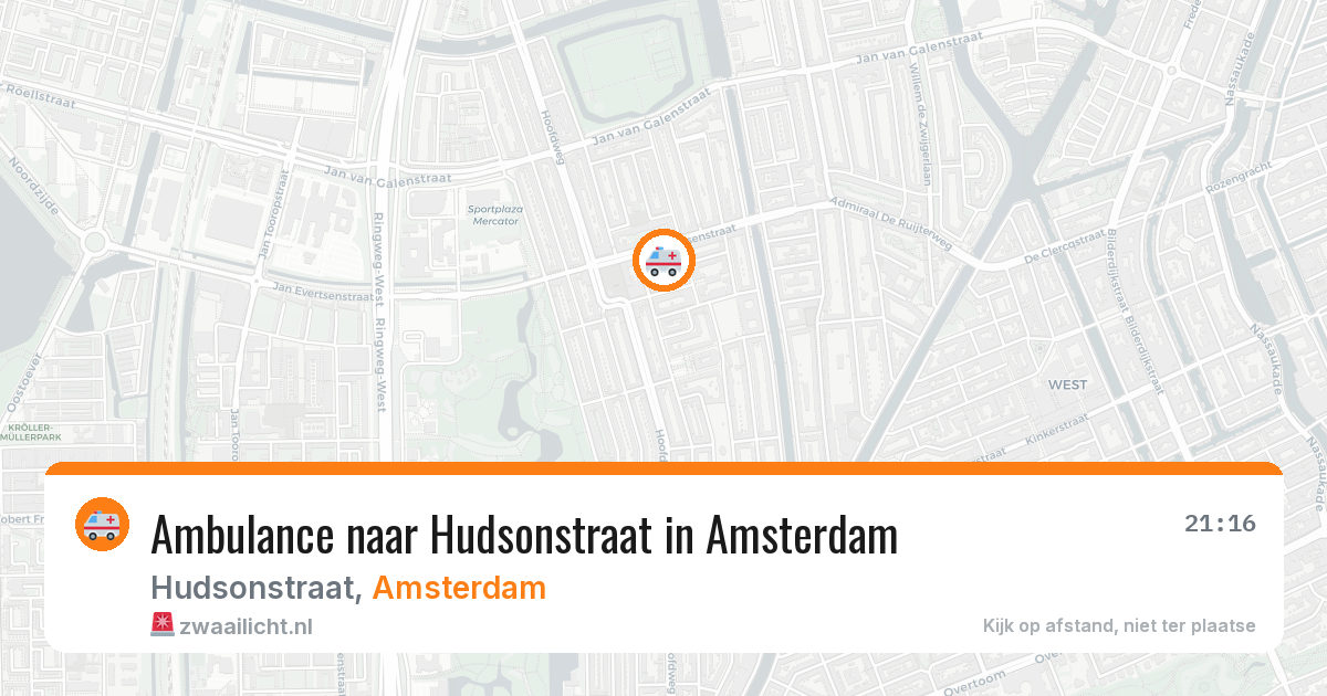 Ambulance naar Hudsonstraat in Amsterdam — 2 jun 2026