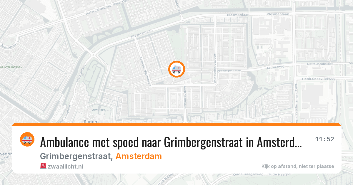Ambulance met spoed naar Grimbergenstraat in Amsterdam — 27 jun 2026