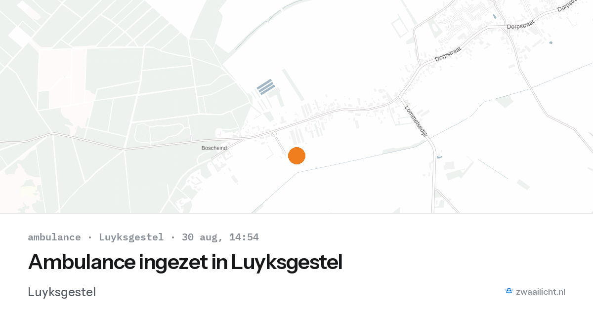 Ambulance ingezet in Luyksgestel — 30 aug 2026
