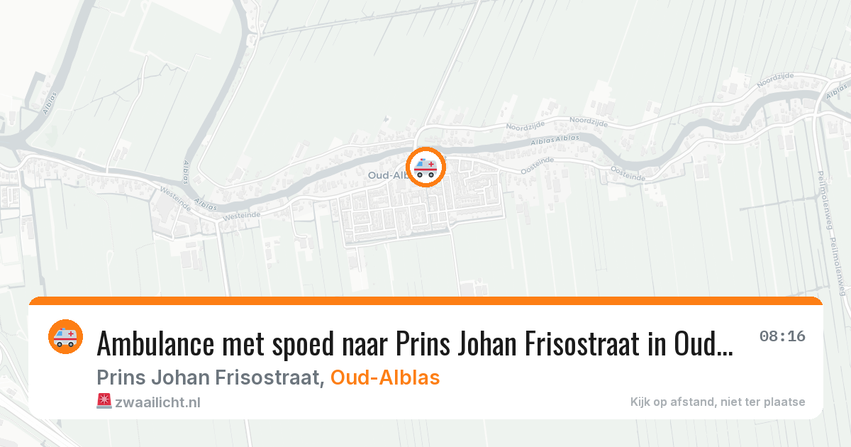Ambulance met spoed naar Prins Johan Frisostraat in Oud-Alblas — 9 feb 2026