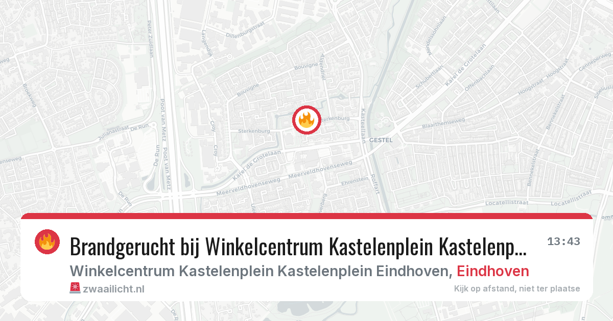 Brandgerucht bij Winkelcentrum Kastelenplein Kastelenplein Eindhoven in Eindhoven — 16 jul 2026