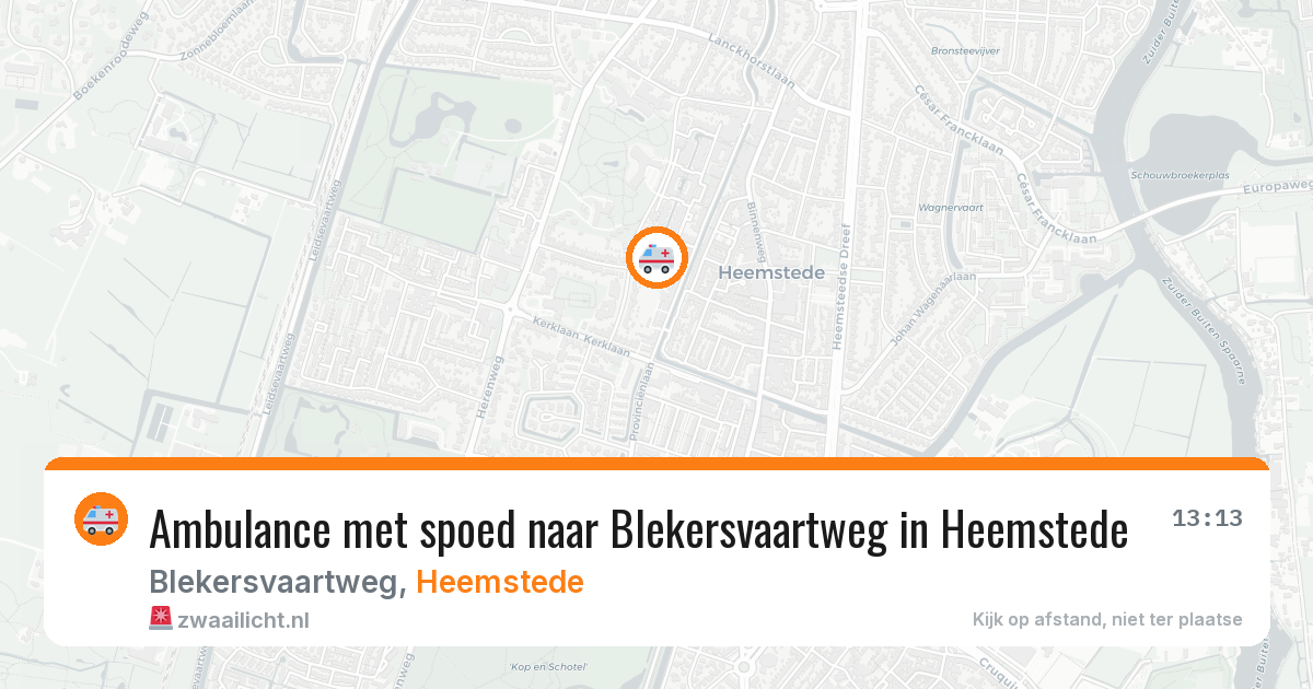 Ambulance met spoed naar Blekersvaartweg in Heemstede — 17 jun 2026