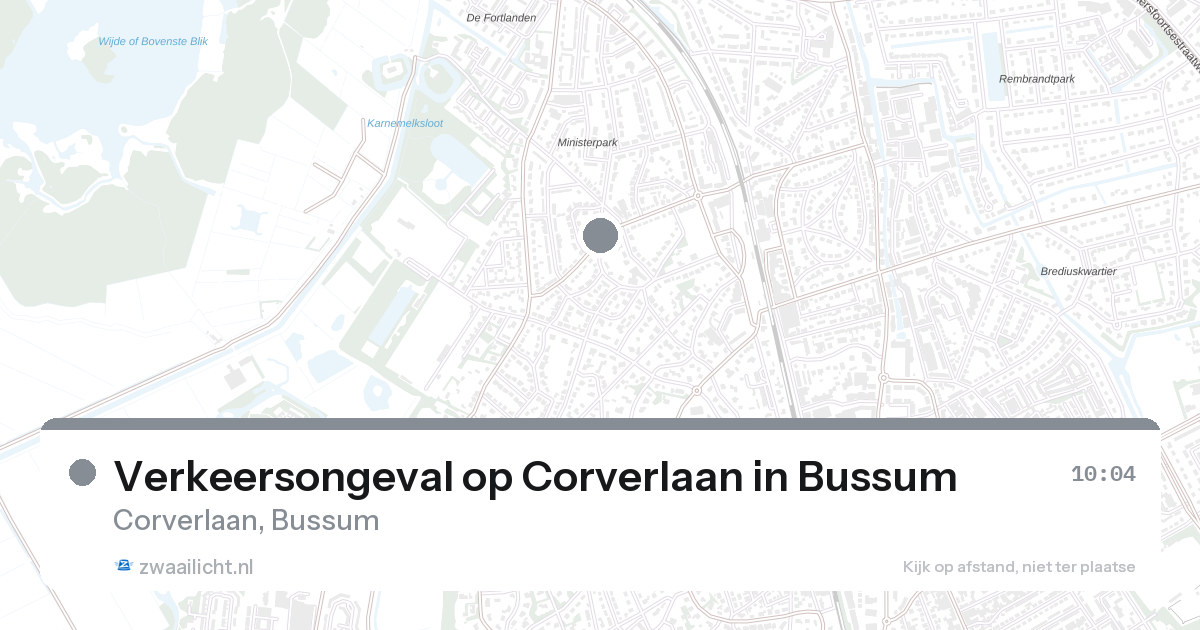 Verkeersongeval op Corverlaan in Bussum — 25 feb 2026