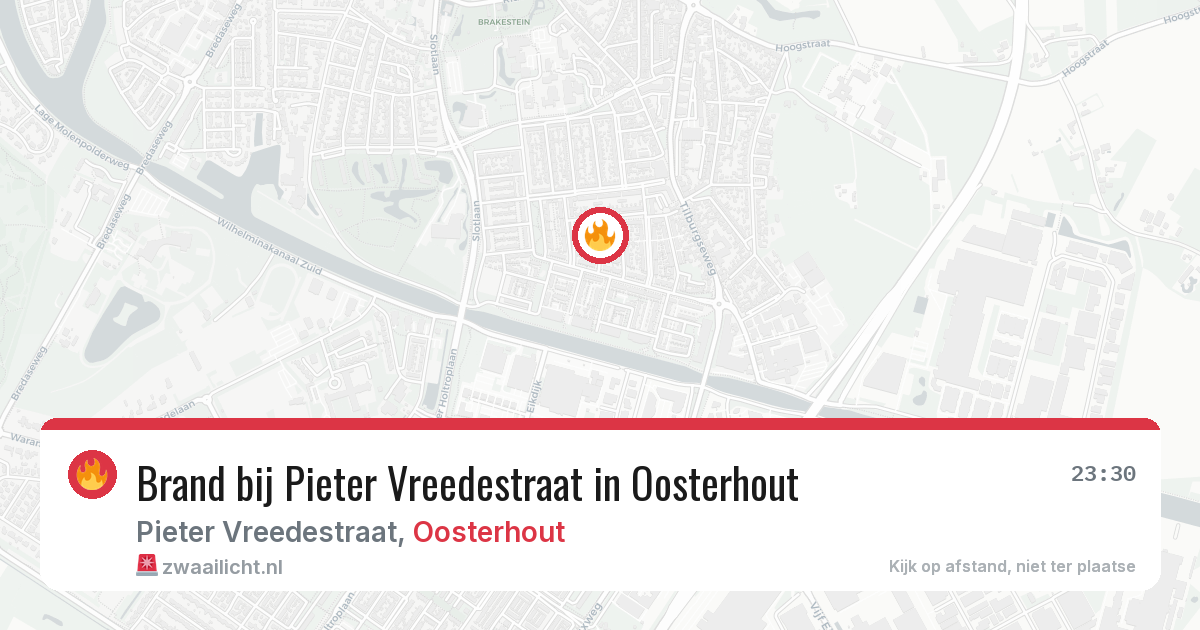 Brand bij Pieter Vreedestraat in Oosterhout — 13 apr 2026