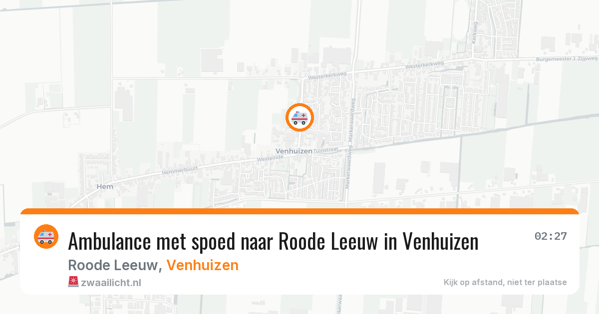 Ambulance met spoed naar Roode Leeuw in Venhuizen — 26 mei 2026