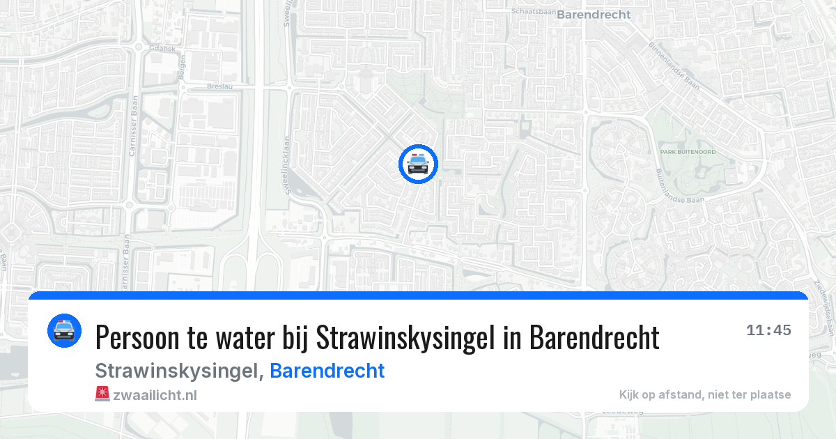 Persoon te water bij Strawinskysingel in Barendrecht — 21 jun 2026
