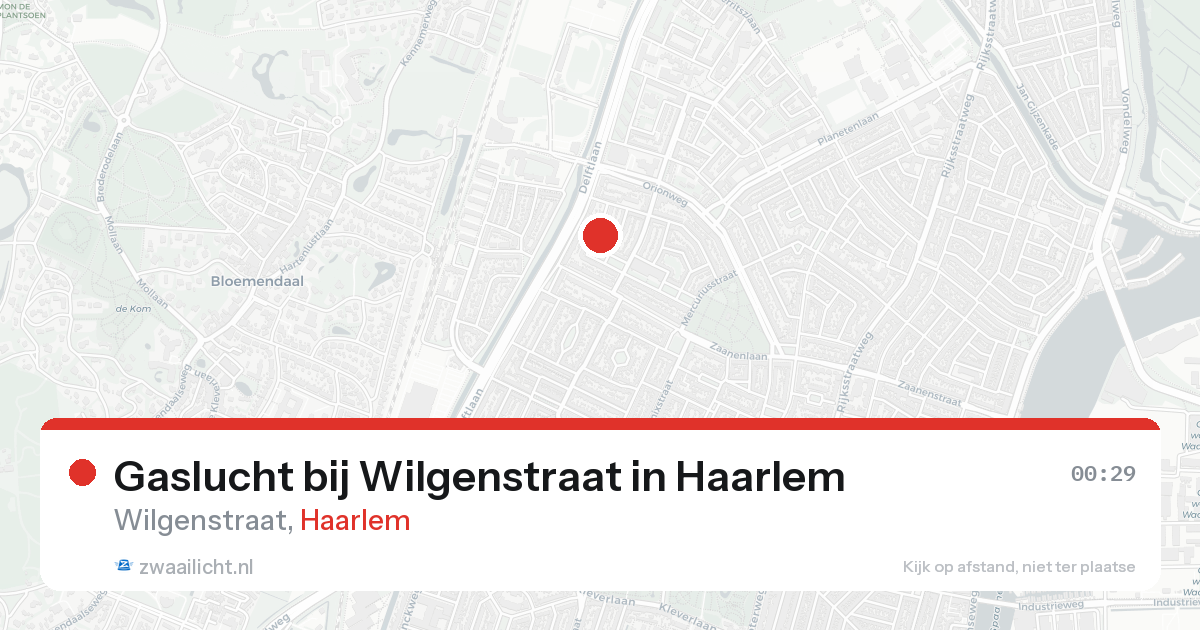 Gaslucht bij Wilgenstraat in Haarlem — 15 aug 2026