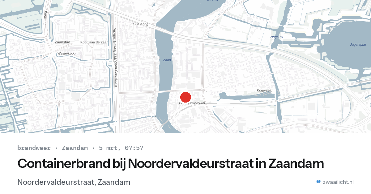 Containerbrand bij Noordervaldeurstraat in Zaandam — 5 mrt 2026