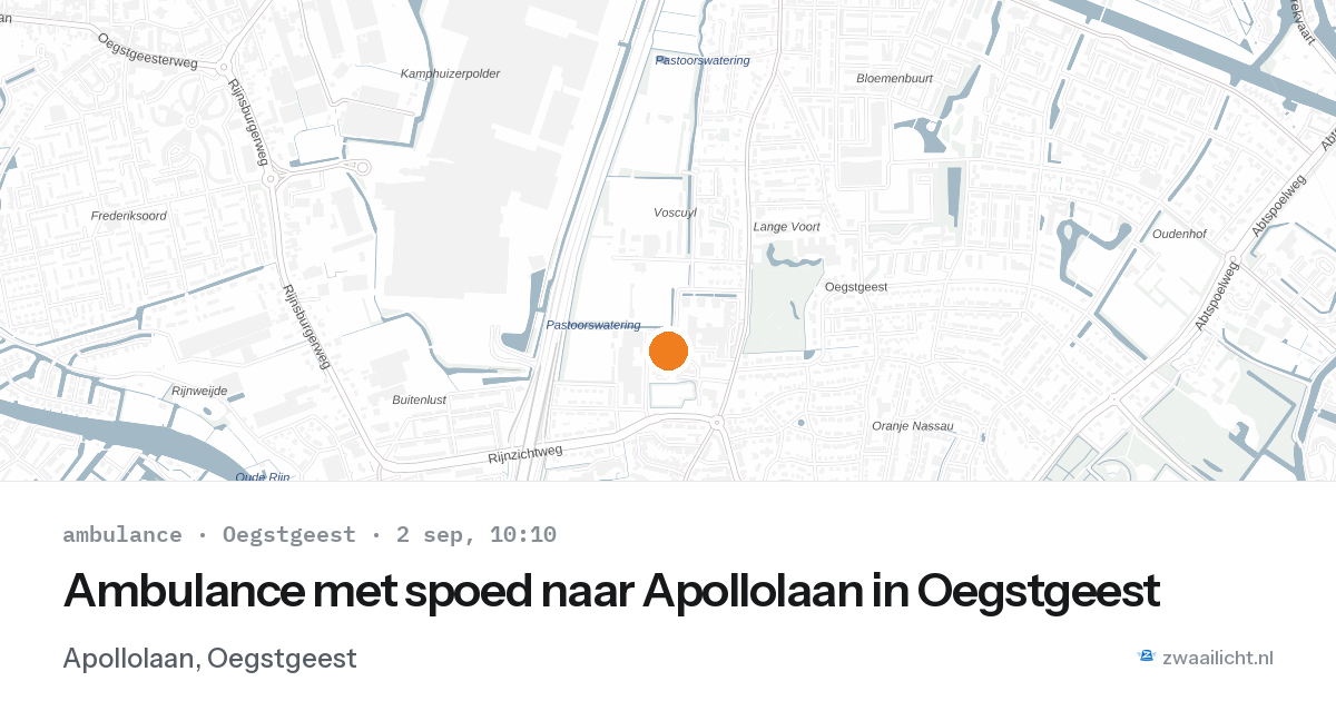 Ambulance met spoed naar Apollolaan in Oegstgeest — 2 sep 2026
