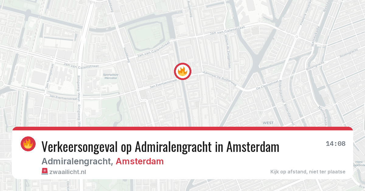 Verkeersongeval op Admiralengracht in Amsterdam — 13 aug 2026