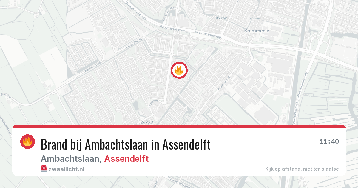 Brand bij Ambachtslaan in Assendelft — 9 jul 2026