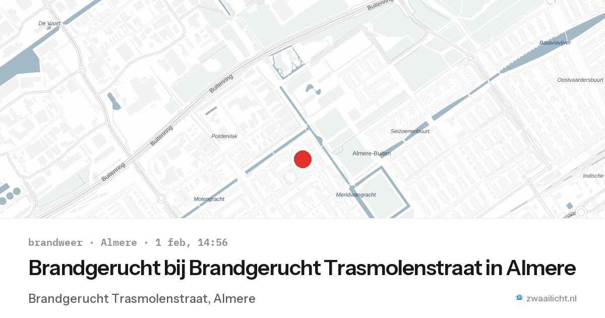 Brandgerucht bij Brandgerucht Trasmolenstraat in Almere — 1 feb 2026