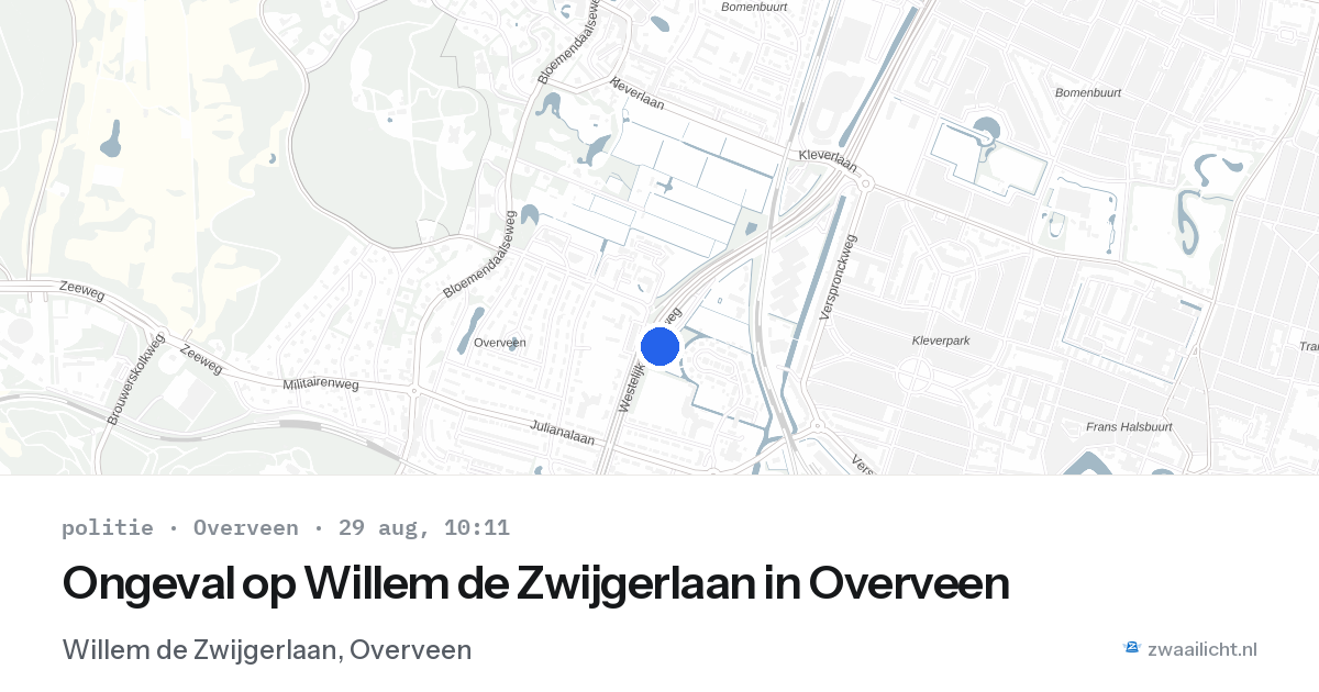 Ongeval op Willem de Zwijgerlaan in Overveen — 29 aug 2026