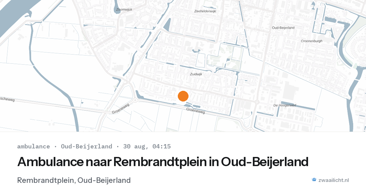 Ambulance naar Rembrandtplein in Oud-Beijerland — 30 aug 2026