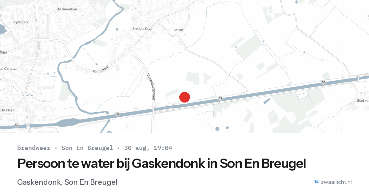 Persoon te water bij Gaskendonk in Son En Breugel — 30 aug 2026