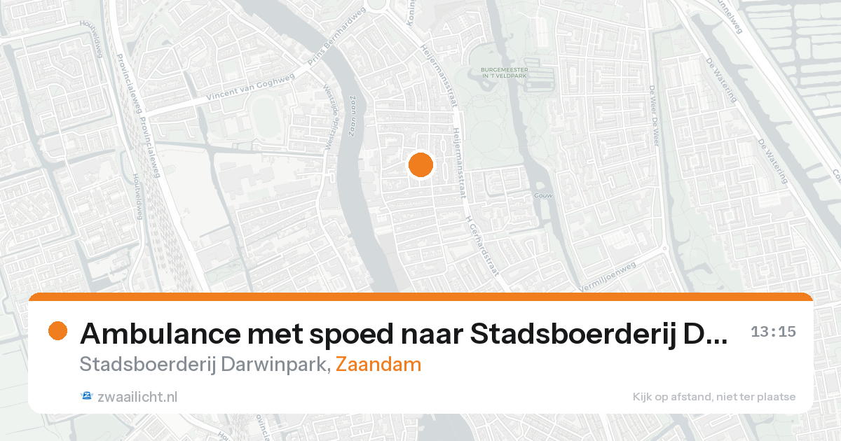 Ambulance met spoed naar Stadsboerderij Darwinpark in Zaandam — 15 aug 2026