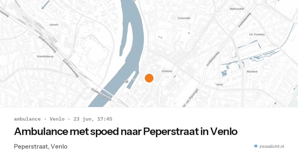 Ambulance met spoed naar Peperstraat in Venlo — 23 jun 2026