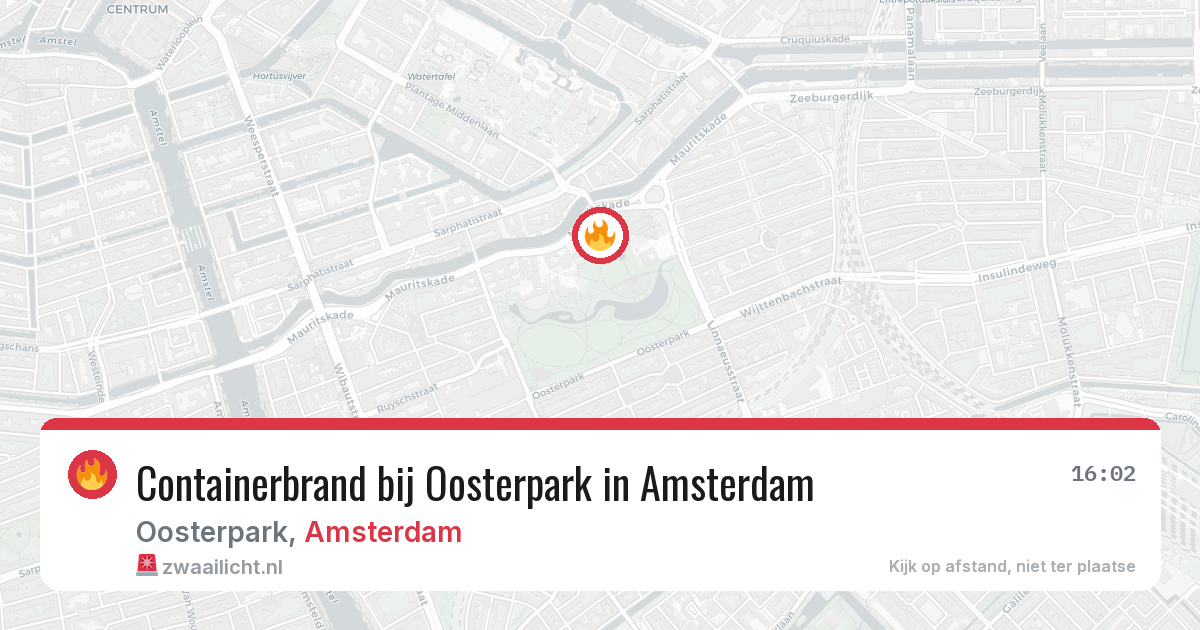 Containerbrand bij Oosterpark in Amsterdam — 2 aug 2026