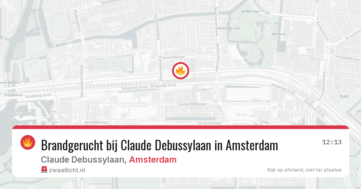 Brandgerucht bij Claude Debussylaan in Amsterdam — 13 aug 2026