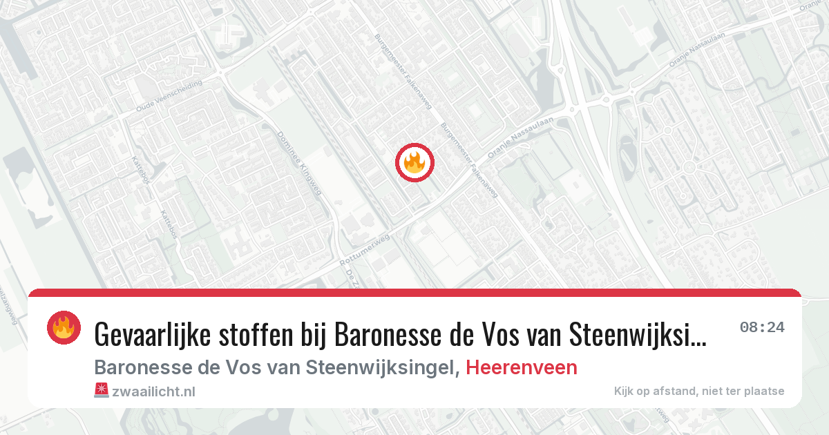 Gevaarlijke stoffen bij Baronesse de Vos van Steenwijksingel in Heerenveen — 29 jun 2026