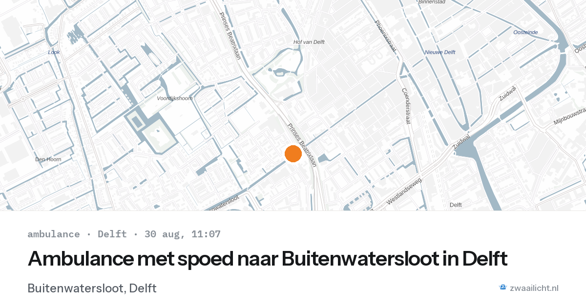 Ambulance met spoed naar Buitenwatersloot in Delft — 30 aug 2026