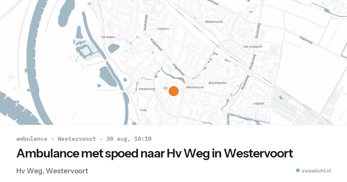Ambulance met spoed naar Hv Weg in Westervoort — 30 aug 2026