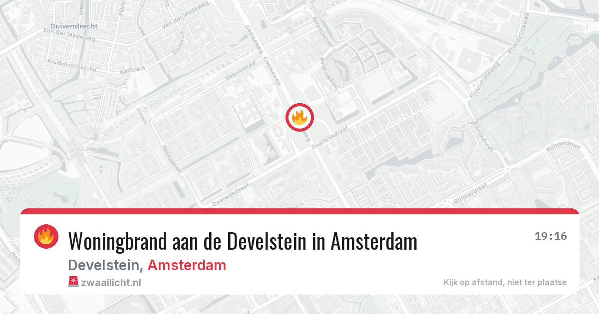 Woningbrand aan de Develstein in Amsterdam — 5 aug 2026