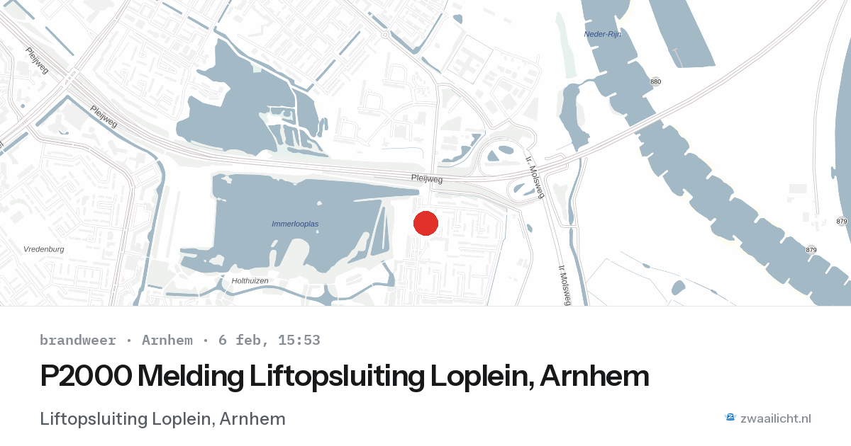 P2000 Melding Liftopsluiting Loplein, Arnhem — 6 feb 2026