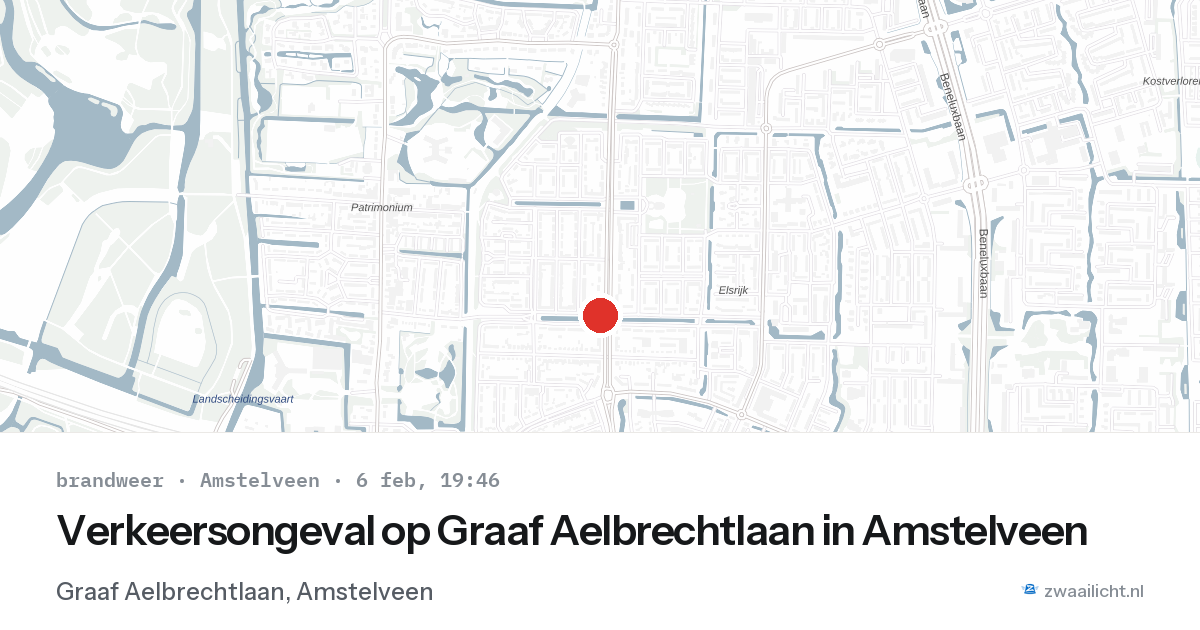 Verkeersongeval op Graaf Aelbrechtlaan in Amstelveen — 6 feb 2026