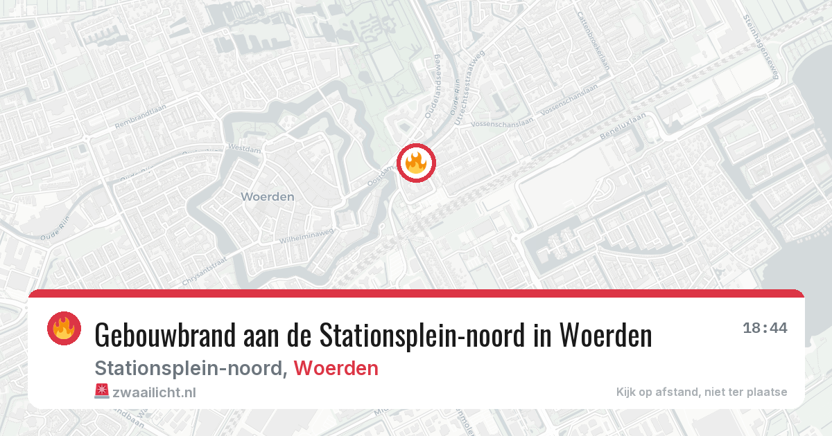 Gebouwbrand aan de Stationsplein-noord in Woerden — 23 mei 2026