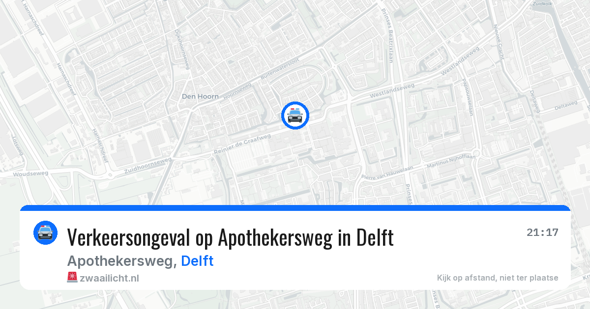 Verkeersongeval op Apothekersweg in Delft — 28 jun 2026