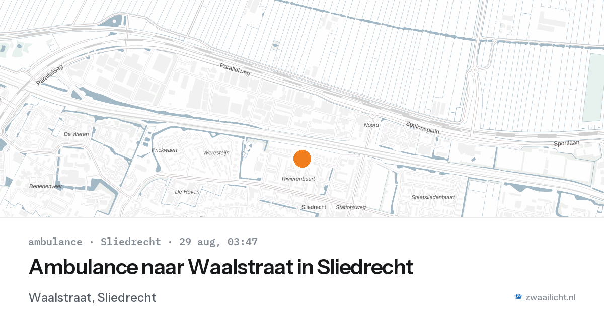 Ambulance naar Waalstraat in Sliedrecht — 29 aug 2026
