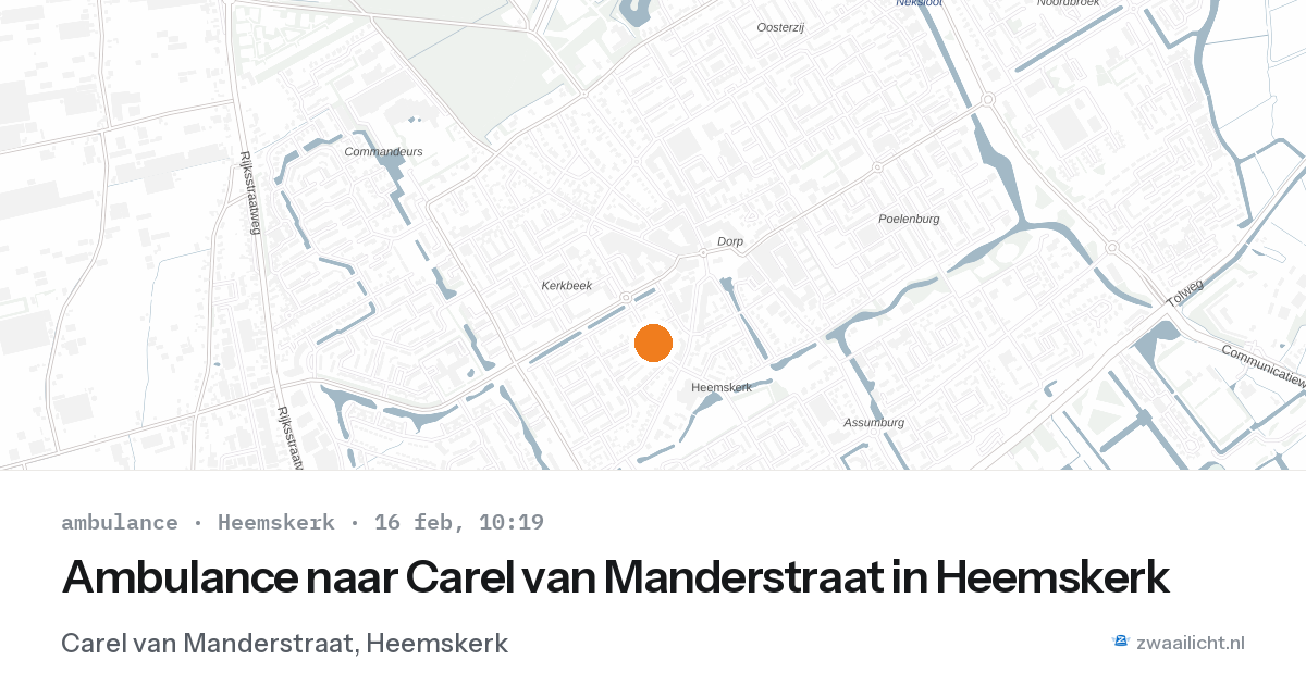 Ambulance naar Carel van Manderstraat in Heemskerk — 16 feb 2026