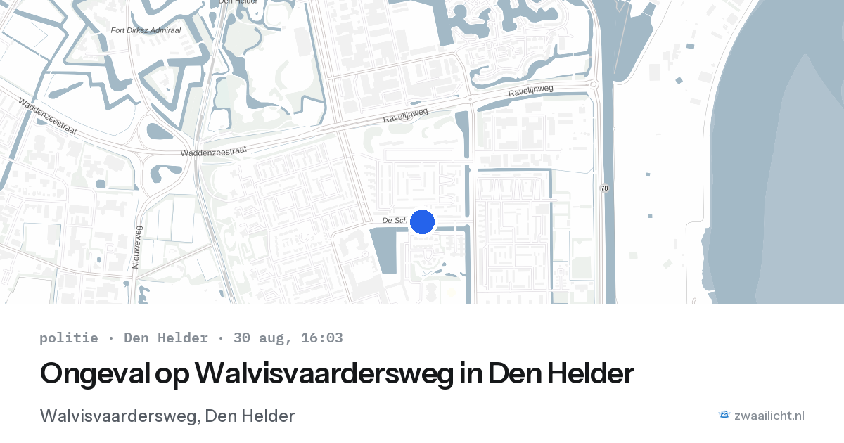 Ongeval op Walvisvaardersweg in Den Helder — 30 aug 2026