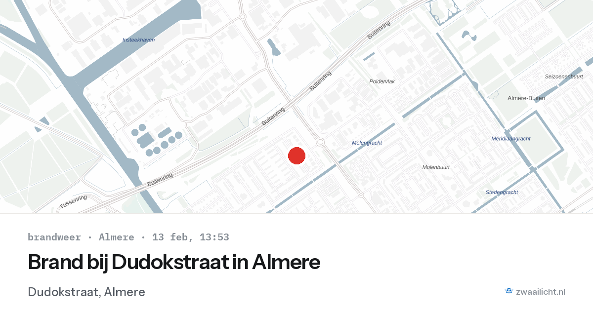 Brand bij Dudokstraat in Almere — 13 feb 2026